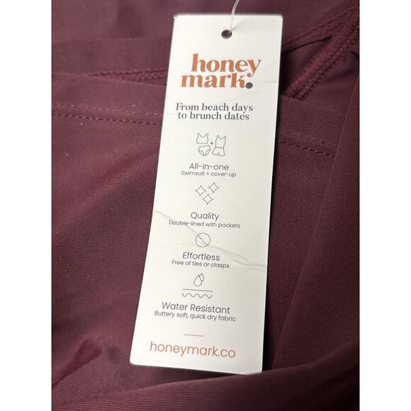 Honey Mark Swimsuit Cover Up Dress Size L Burgundy Stretch Beach Resort Vacation - Picture 5 of 5